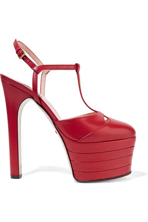 gucci red stacked platforms lip and star motif ebay